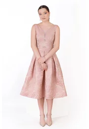 Rochie eleganta Blush Pink din brocard