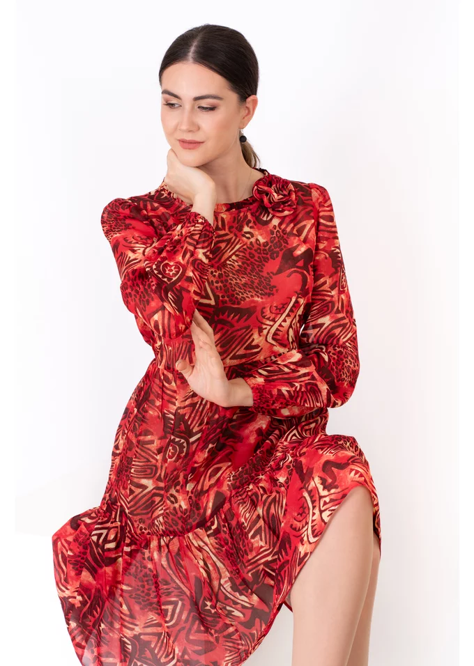 Rochie eleganta Bordo Abstarct animal in A