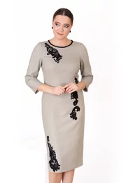 Rochie eleganta glacier pe linia corpului din stofa pepit cu elastan