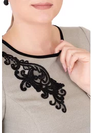 Rochie eleganta glacier pe linia corpului din stofa pepit cu elastan