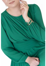 Rochie eleganta verde jad decorata cu volane