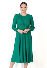 Rochie eleganta verde jad decorata cu volane