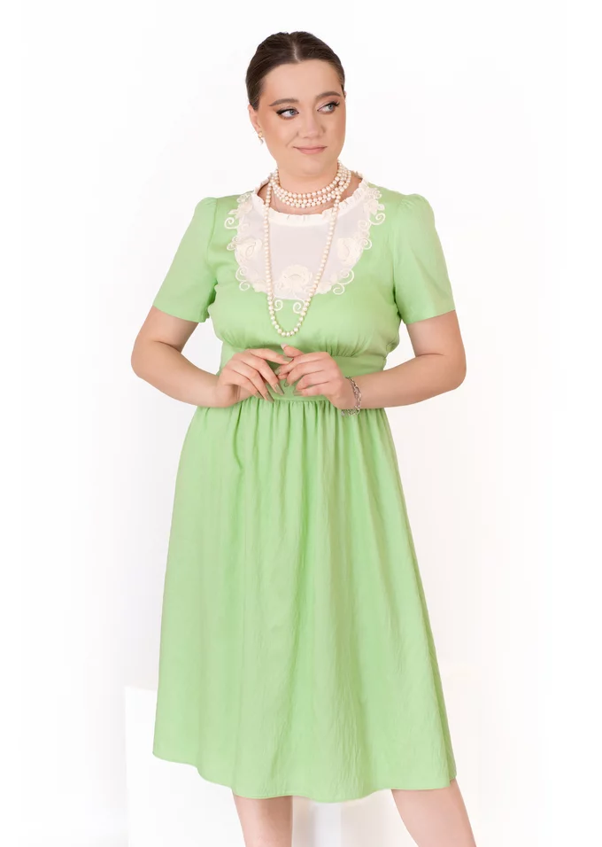 Rochie ethereal mint delicata din crep de vascoza
