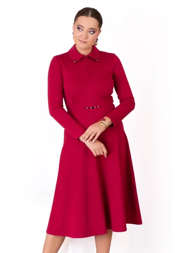 Rochie fall bloom din jerse accesorizata cu strasuri