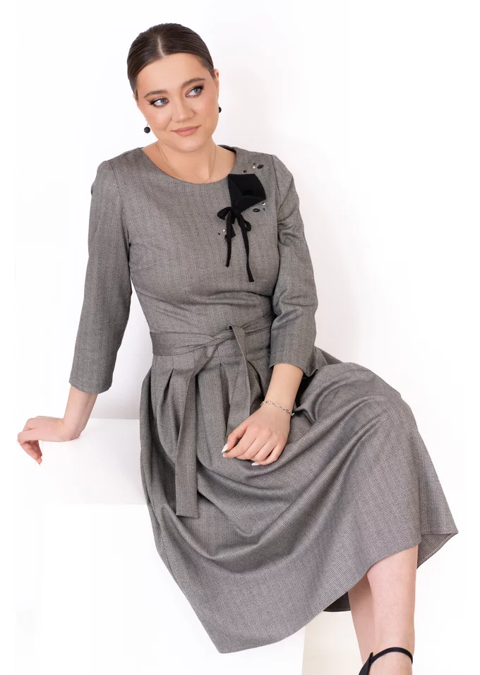 Rochie gray sparkle cu detaliu cala