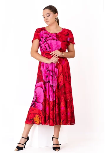Rochie harvest bloom din matase imprimata