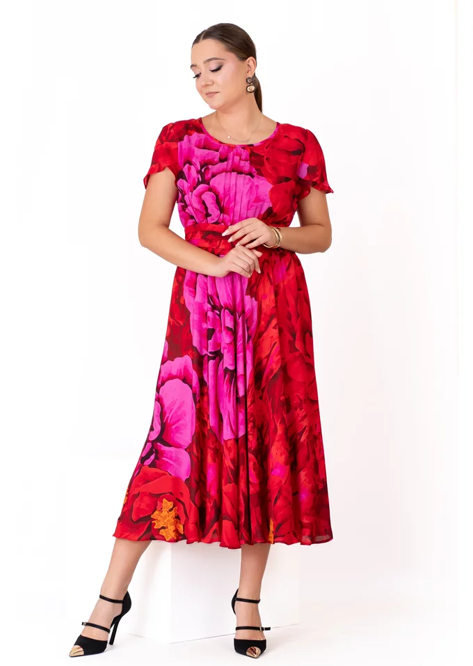 Rochie harvest bloom din matase imprimata