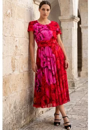 Rochie harvest bloom din matase imprimata