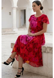Rochie harvest bloom din matase imprimata
