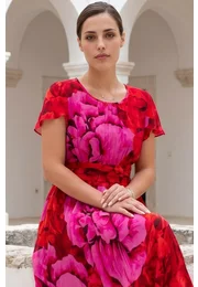 Rochie harvest bloom din matase imprimata
