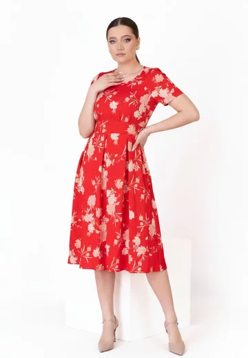 Rochie rafinata absolute red rosu mac cu pliuri
