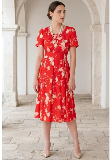 Rochie rafinata absolute red rosu mac cu pliuri