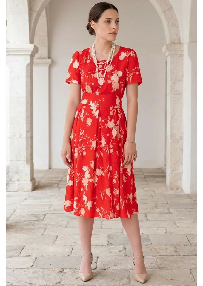 Rochie rafinata absolute red rosu mac cu pliuri