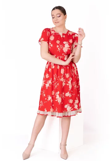 Rochie rafinata absolute red rosu mac cu volanas