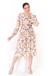 Rochie rapsody of color din chiffon policolor accesorizata cu flori