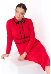 Rochie red flame din jerse accesorizata cu strasuri
