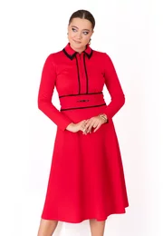 Rochie red flame din jerse accesorizata cu strasuri