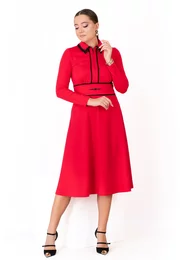 Rochie red flame din jerse accesorizata cu strasuri