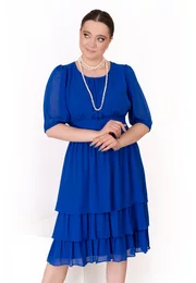 Rochie riviera albastru electric din chiffon creponat