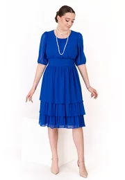 Rochie riviera albastru electric din chiffon creponat
