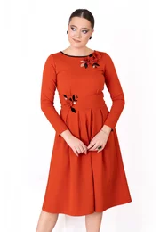 Rochie scarlet grace din jerse decorata cu flori