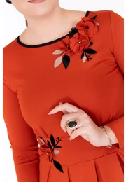 Rochie scarlet grace din jerse decorata cu flori