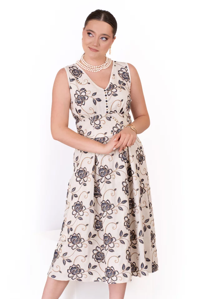 Rochie summer rapsody din in brodat cu decolteu in V
