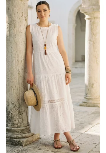 Rochie summery din broderie de bumbac englezeasca