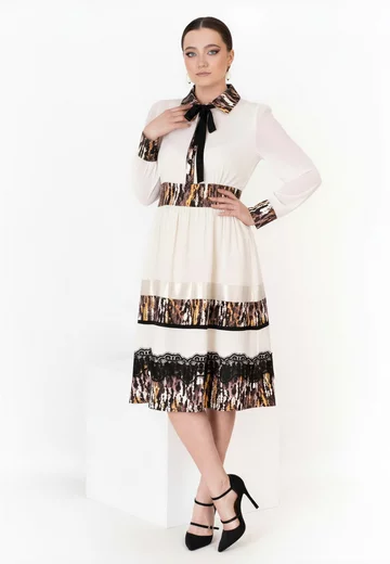 Rochie tip camasa cream kaleidoscope