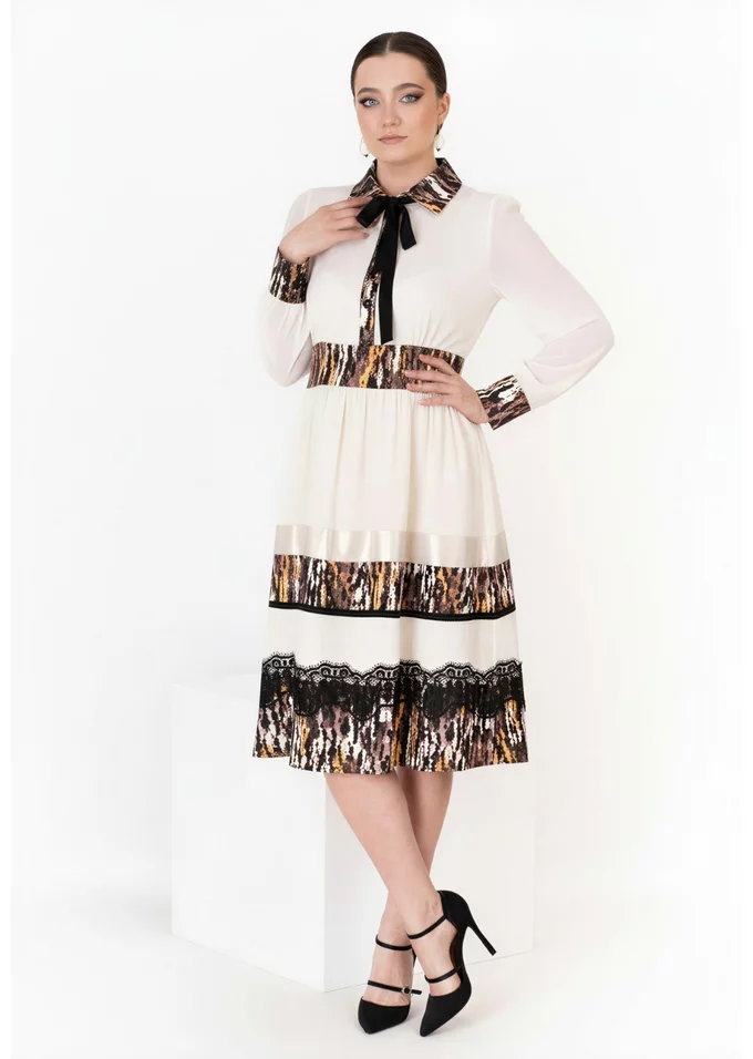 Rochie tip camasa cream kaleidoscope