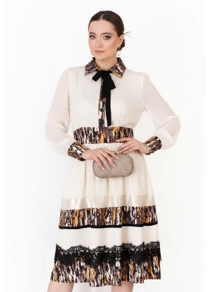 Rochie tip camasa cream kaleidoscope -