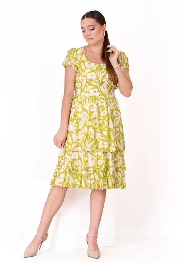 Rochie vaporoasa din vascoza creponata cu print allover