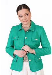 Sacou aqua green cu paspol glittery si clape