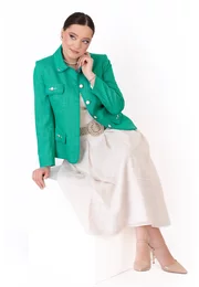 Sacou aqua green cu paspol glittery si clape