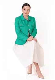 Sacou aqua green cu paspol glittery si clape