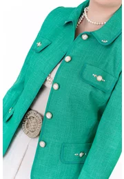Sacou aqua green cu paspol glittery si clape