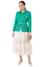 Sacou aqua green cu paspol glittery si clape