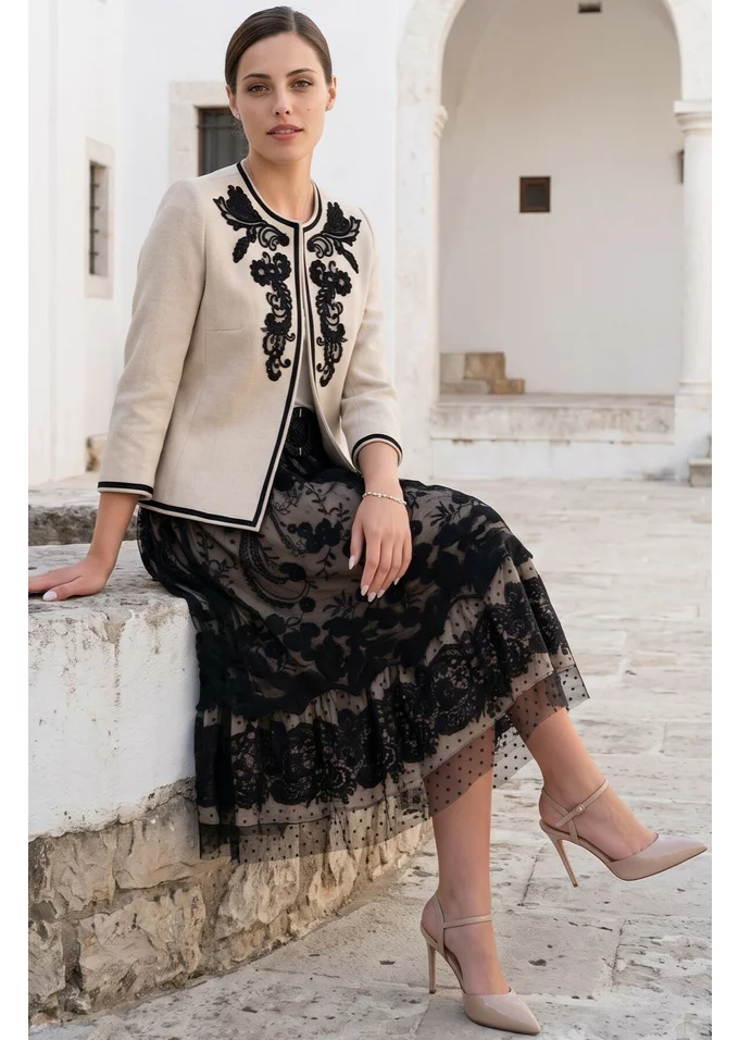 Sacou bold details respirabil din in sand natur