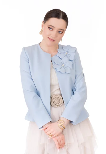 Sacou business sky blue din stofa fina
