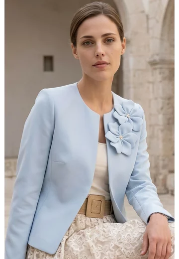 Sacou business sky blue din stofa fina