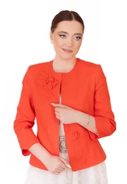Sacou coral din in cu detalii ton in ton