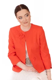 Sacou coral din in cu detalii ton in ton