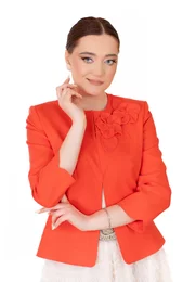 Sacou coral din in decorat cu flori