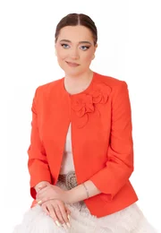 Sacou coral din in decorat cu flori