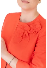 Sacou coral din in decorat cu flori