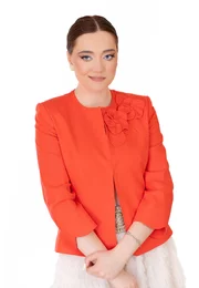 Sacou coral din in decorat cu flori