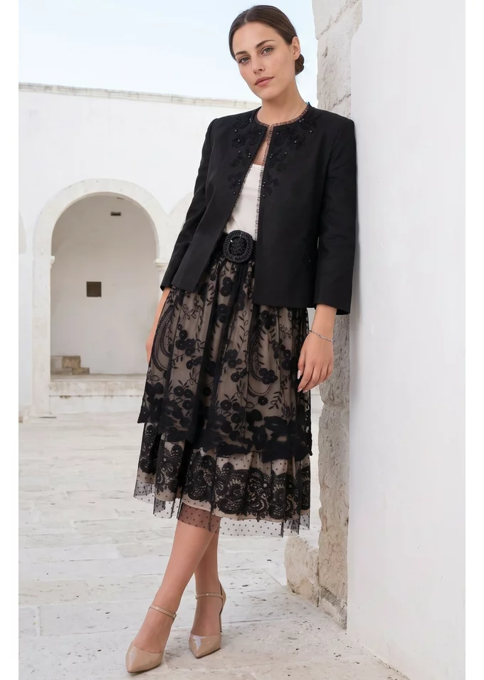 Sacou de vara black pearl din in premium negru