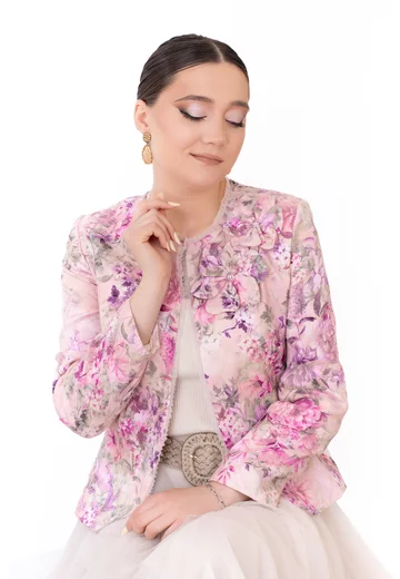 Sacou din brocard floral vintage amour decorat cu flori