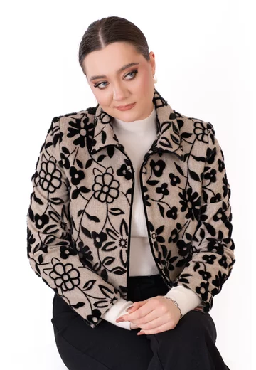 Sacou din lana cu model floral