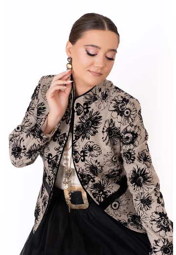 Sacou din lana imprimata Floral Majesty